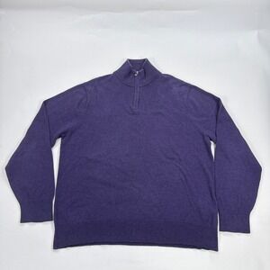 Bonobos Mens Sweater XL Purple Cotton Cashmere Slim Quarter Zip Minimalist Luxe